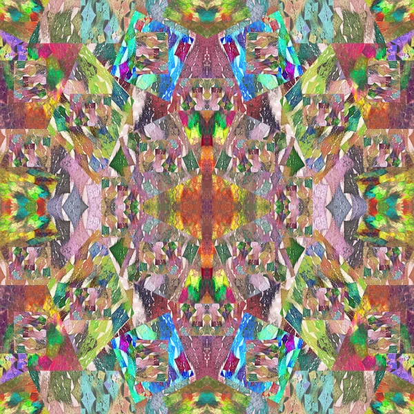 Boho chique sem costura fractal étnico arco-íris retalhos — Fotografia de Stock