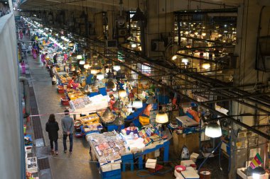 Seoul, Güney Kore, 15 Mayıs 2017. Noryangjin Balık pazarı