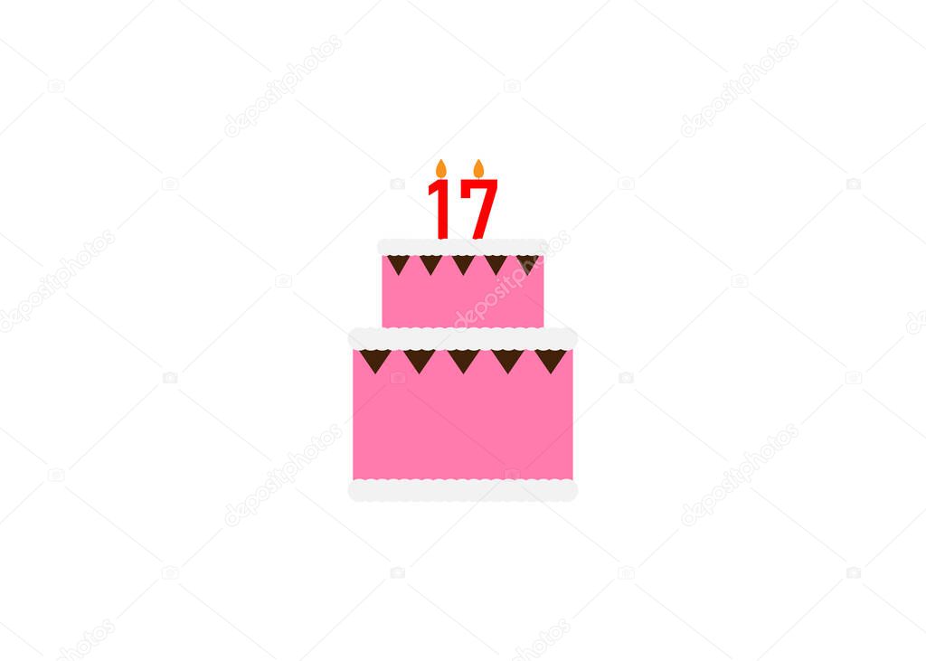 seventeen birthday cake vector illustration
