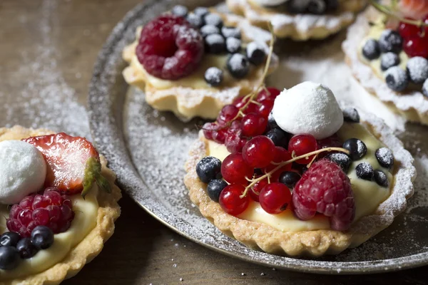 Frukt tårtor bakgrund — Stockfoto