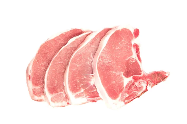 Varkensvlees steaks geïsoleerd — Stockfoto