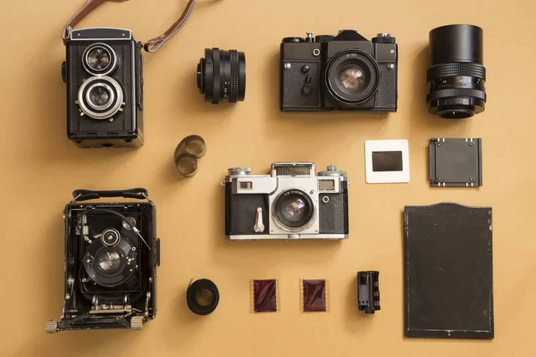 Παλιές φωτογραφικές μηχανές φόντο — Φωτογραφία Αρχείου