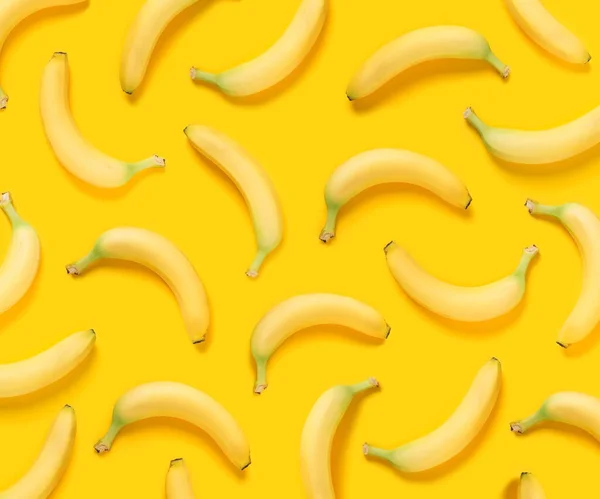 Padrão Banana Fundo Amarelo — Fotografia de Stock