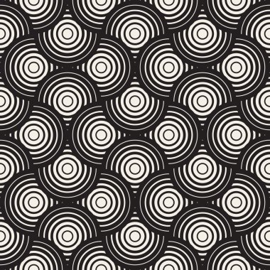 Vektör sorunsuz siyah ve beyaz daire çizgileri kılavuz deseni