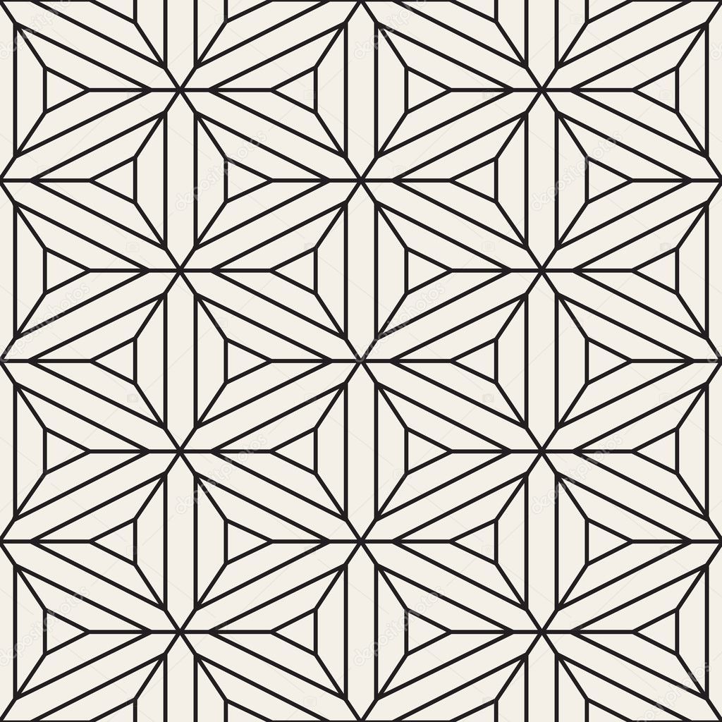 Vector Seamless Black and White Lace Geometric Pattern