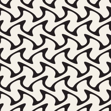 El yatay dalgalı zikzak çizgiler çizilmiş. Vektör sorunsuz siyah-beyaz desen.