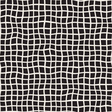 Dalgalı el çizilmiş çizgiler Meydanı kılavuz. Vektör sorunsuz siyah-beyaz desen.