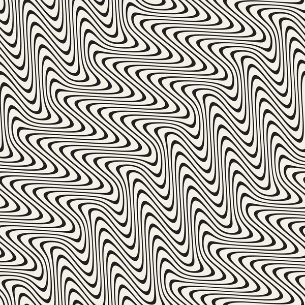 Wavy Lines Marbelling Effect. Vector Seamless Black and White Pattern. — Stock Vector
