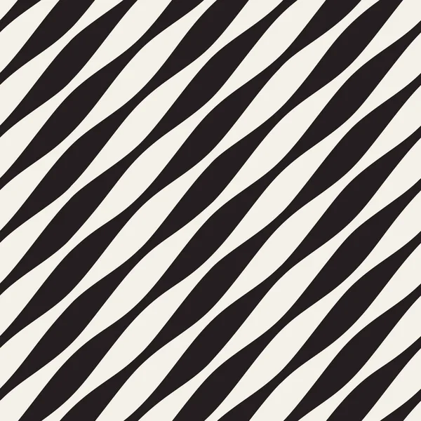 Vector Seamless Black and White Diagonal Wavy Lines Pattern — стоковый вектор