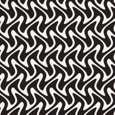 El yatay zikzak çizgiler çizilmiş. Vektör sorunsuz siyah-beyaz desen.