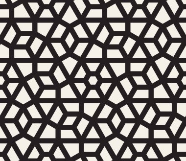 Vektör sorunsuz siyah ve beyaz altıgen geometrik ızgara desen