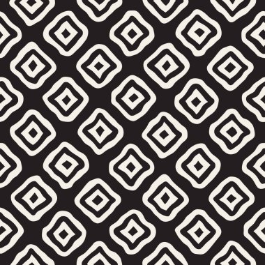 Vektör sorunsuz siyah ve beyaz el çekilmiş Rhombus satırları desen
