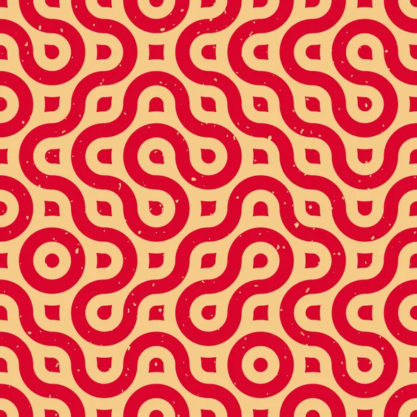 Vektör sorunsuz dalgalı çizgi Retro Grungy kırmızı Tan düzensiz