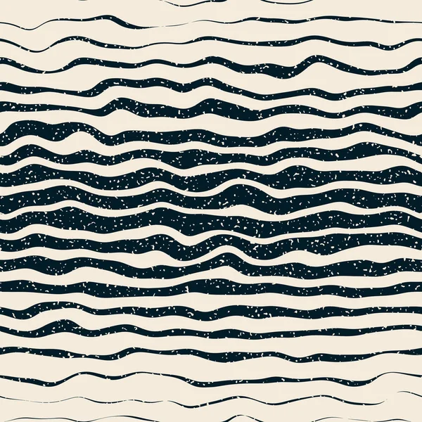 Vecteur sans couture horizontale dessinée à la main lignes déformées Retro Grunge Pattern — Image vectorielle