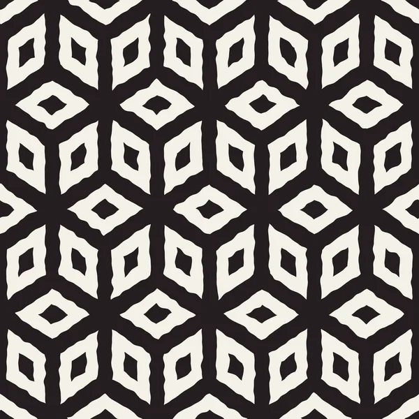 Patrón de cubo geométrico de línea pintada a mano sin costura vectorial — Archivo Imágenes Vectoriales