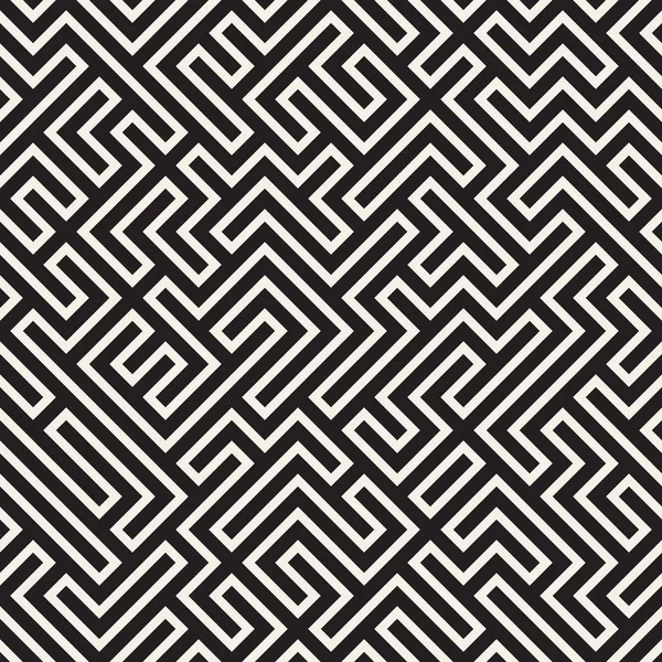 Unregelmäßige, verwirrende Linien. Vektor nahtloses Schwarz-Weiß-Muster. — Stockvektor