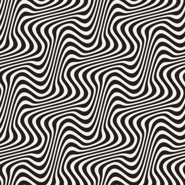 Dalgalı dalgalanma satırları. Vektör sorunsuz siyah-beyaz desen.