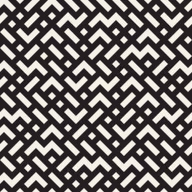 Düzensiz dolaşık satırları. Vektör sorunsuz siyah-beyaz desen.