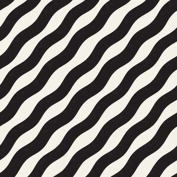 波形のリップル手描きグラデーションの線。黒と白のシームレスなパターン ベクトル. — ストックベクタ