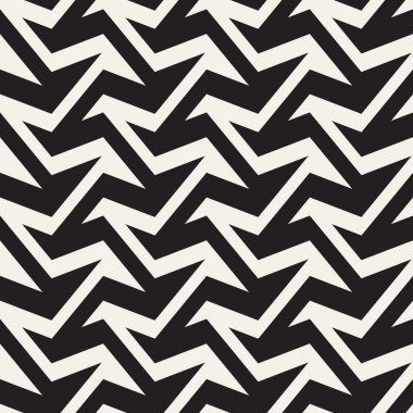 Zikzak sinirli çizgili optik illüzyon etkisi. Vektör sorunsuz siyah-beyaz desen.