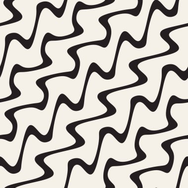 Dalgalı dalgalanma satırları. Vektör sorunsuz siyah-beyaz desen.