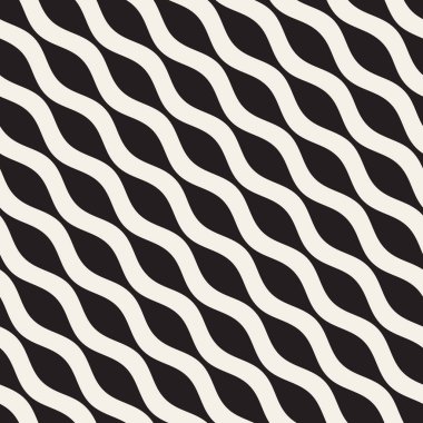 Dalgalı dalgalanma satırları. Vektör sorunsuz siyah-beyaz desen.