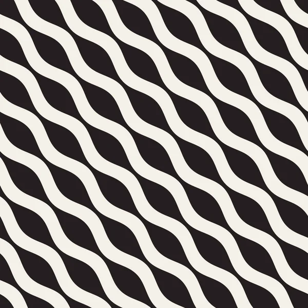 Vågig rippel linjer. Vector sömlös svart och vitt mönster. — Stock vektor