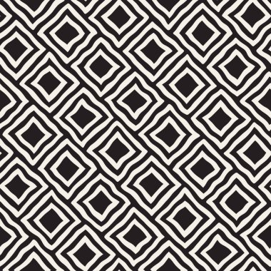 Vektör sorunsuz siyah ve beyaz el çekilmiş Rhombus satırları desen