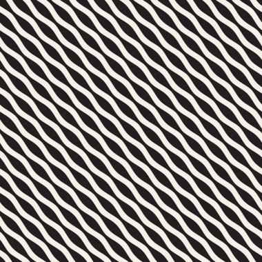 Dalgalı dalgalanma satırları. Vektör sorunsuz siyah-beyaz desen.