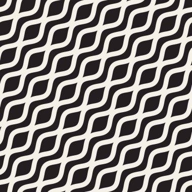 Dalgalı dalgalanma satırları. Vektör sorunsuz siyah-beyaz desen.