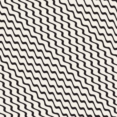 Dalgalı dalgalanma çizgili. Vektör sorunsuz siyah-beyaz desen.