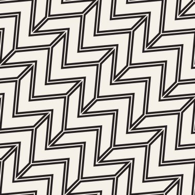 Zikzak sinirli çizgili. Vektör sorunsuz siyah-beyaz desen.