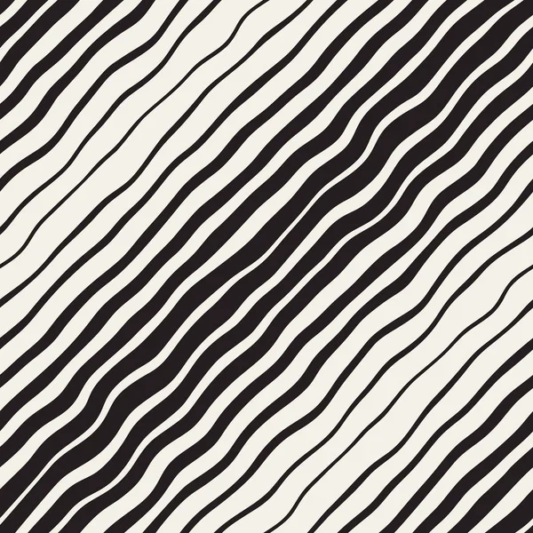 Wavy Ripple Hand Drawn Gradient Lines. Vector Seamless Black and White Pattern. — Stock Vector