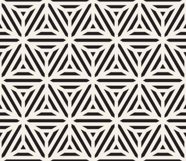 Vektör sorunsuz siyah ve beyaz üçgen satırları geometrik ızgara desen