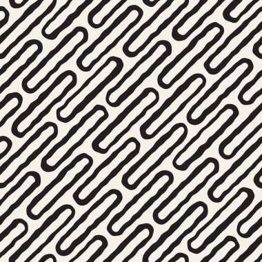 Elle çizilmiş çizgiyi kafes. Vektör sorunsuz siyah-beyaz desen.