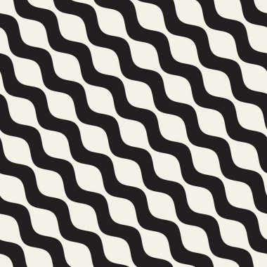Dalgalı dalgalanma satırları. Vektör sorunsuz siyah-beyaz desen.