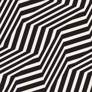 Zikzak sinirli çizgili optik illüzyon etkisi. Vektör sorunsuz siyah-beyaz desen.