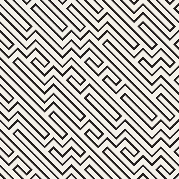Linhas de labirinto irregulares. Padrão preto e branco sem costura vetorial . — Vetor de Stock