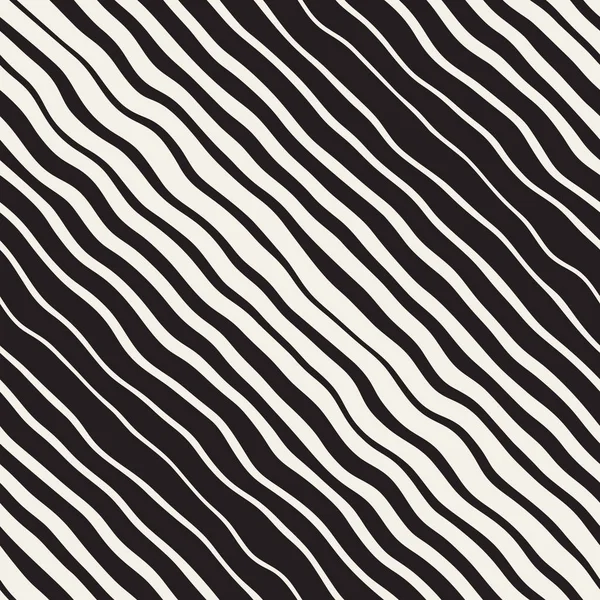 Wavy Ripple Hand Drawn Gradient Lines. Vector Seamless Black and White Pattern. — Stock Vector