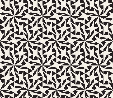 Vektör sorunsuz siyah ve beyaz geometrik yıldız kafes desen