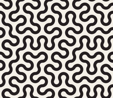 Yuvarlak çizgiler geometrik desen vektör sorunsuz siyah ve beyaz karışık