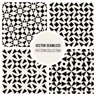 Vektör sorunsuz siyah ve beyaz geometrik desen koleksiyonu
