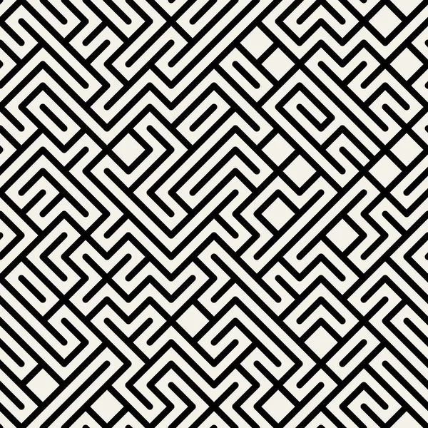 Vektor Schwarz-Weiß-Labyrinth geometrisches nahtloses Muster — Stockvektor