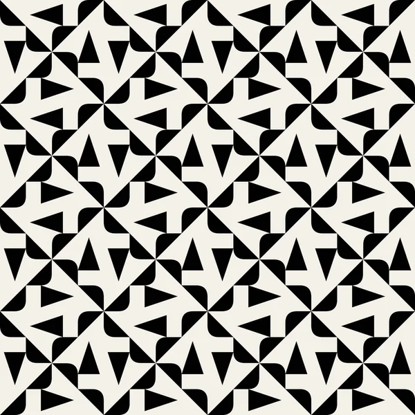 Vector Seamless Black And White Rounded Triangle Spyral Geometric Pattern — Stock Vector