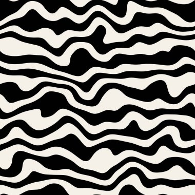 Vektör sorunsuz siyah beyaz dalgalı çizgiler desen bozuk