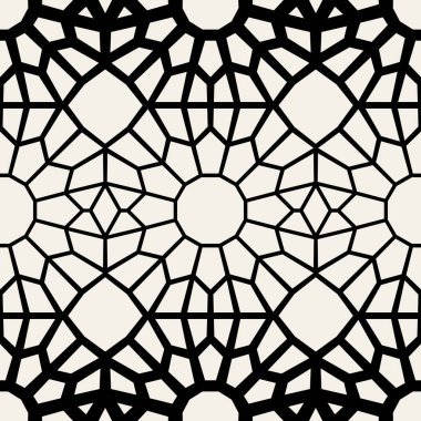 Vektör siyah beyaz kesintisiz geometrik kare dantel ızgara modeli