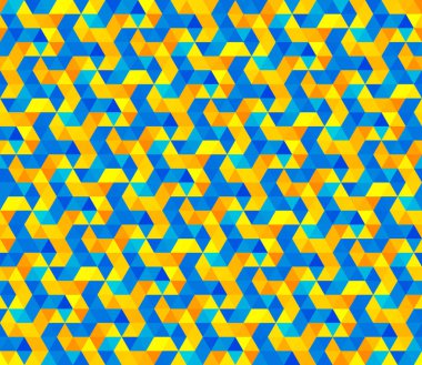 Vektör sorunsuz altıgen üçgen şekil desen sarı ve mavi