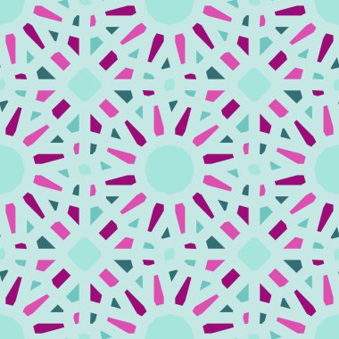 Vektör kesintisiz geometrik döşeme deseni deniz mavisi ve pembe