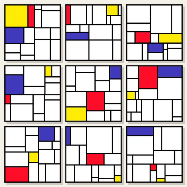 Dokuz vektör kare besteleri Piet Mondrian De Stijl tarzı dizi