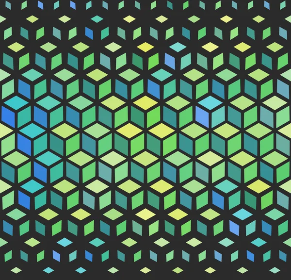 Patrón verde isométrico de cuadrícula de cubo delineado geométrico sin costura vectorial — Archivo Imágenes Vectoriales